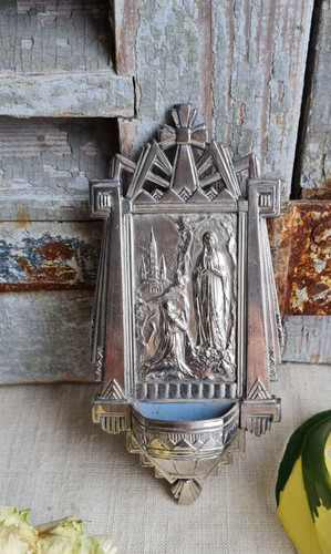Ancien benitier fer vierge - ancien,