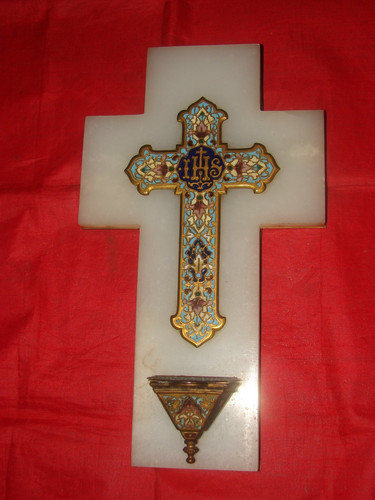 Ancien benitier crucifix - ancien,