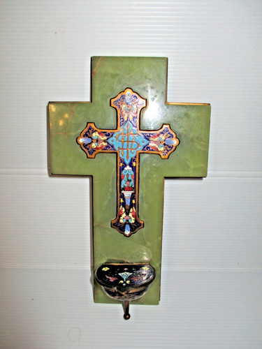 Ancien benitier croix - ancien,